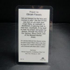 Obtain Favors Blessed Prayer Card