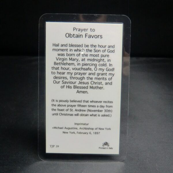 Obtain Favors Blessed Prayer Card