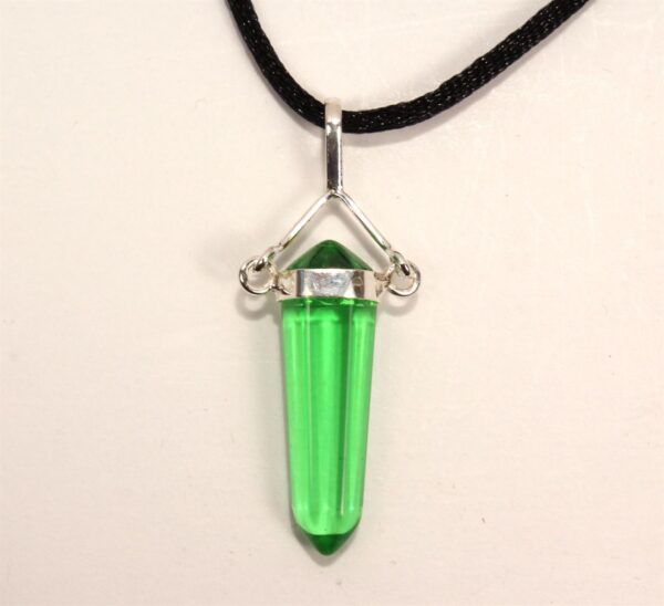 Green Quartz Gamblers Crystal Point Necklace