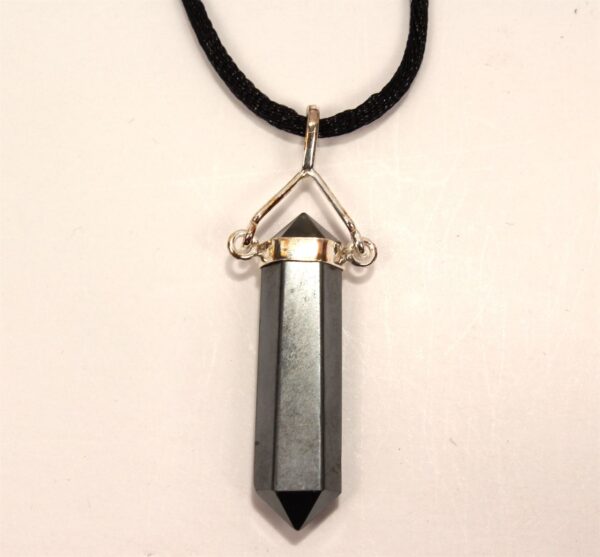 Hematite Jinx Removing Crystal Point Necklace