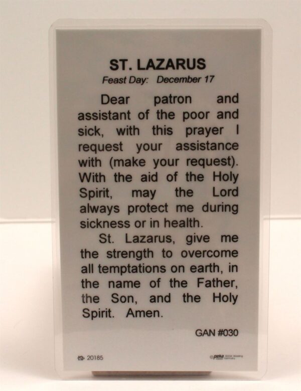 St. Lazarus Prayer Card