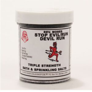 Stop Evil / Run Devil Run Triple Strength Bath and Sprinkling Salt 4 oz Jar