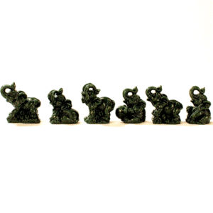 Jade Money Elephant Statue Set